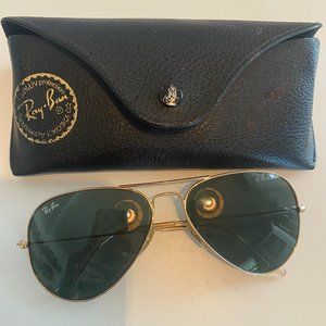 Authentic Ray Ban Aviators - Gold and Green Lenses